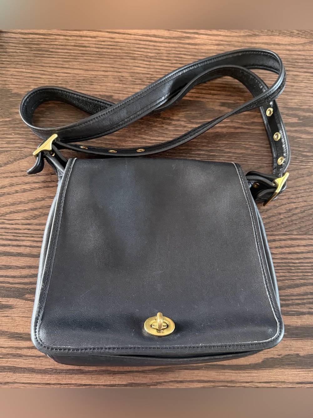 COACH Vintage 9715 USA Leather Legacy Companion Fap Crossbody Bag Black
